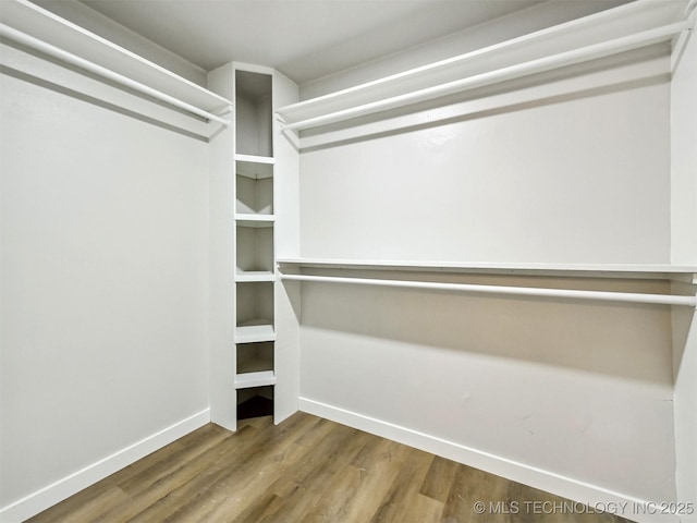 spacious closet with wood finished floors