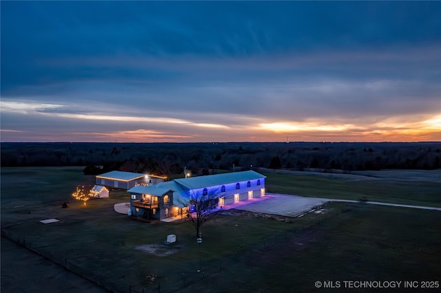 1522 Burney Cemetary, Calera, OK 74730 - view of aerial view at dusk