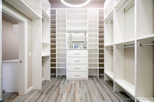 spacious closet with light wood-style flooring