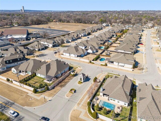 bird's eye view with a residential view