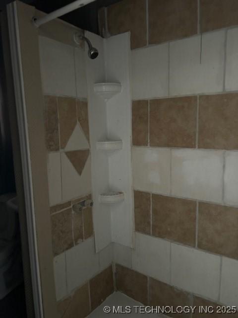 interior details featuring tiled shower