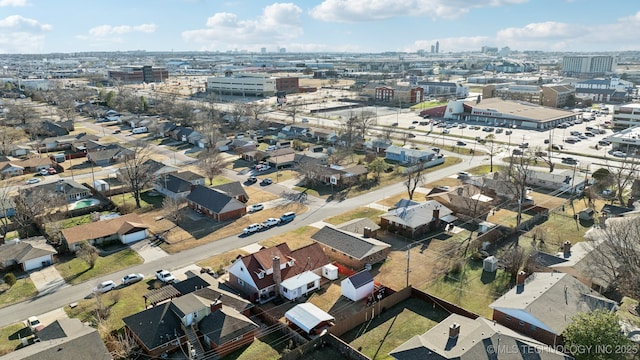 bird's eye view with a city view