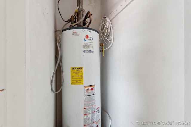 utility room with gas water heater