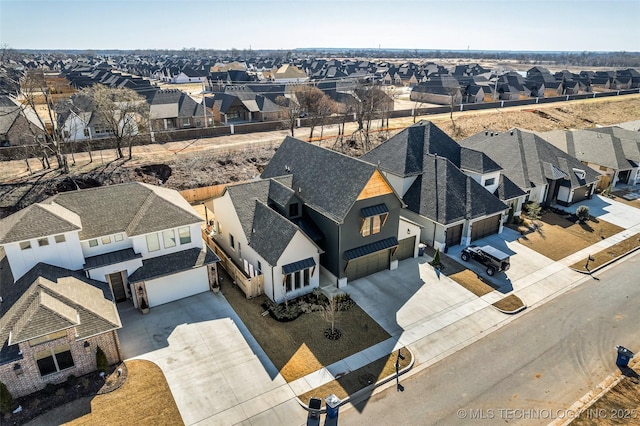 aerial view with a residential view