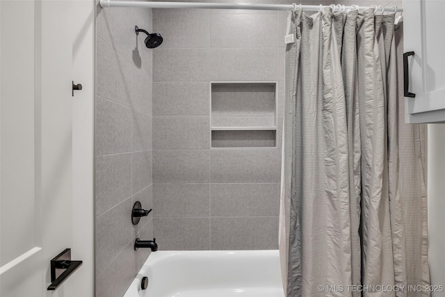 full bath featuring shower / bath combination with curtain