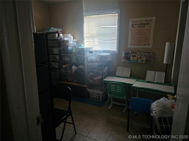 view of tiled home office