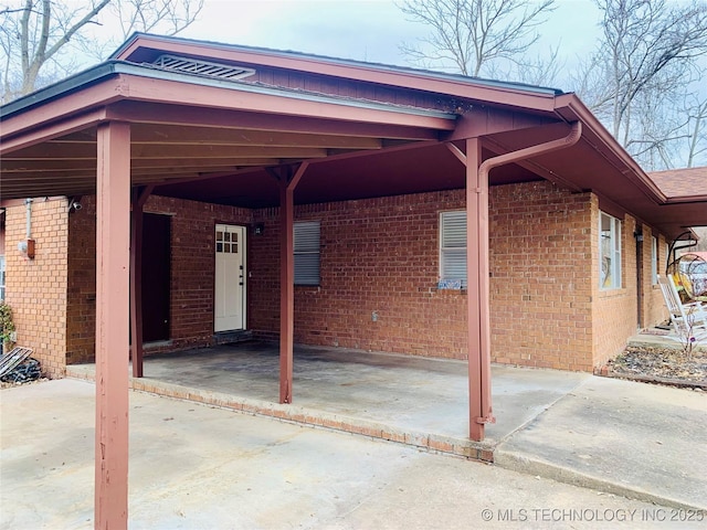 view of patio with an attached carport