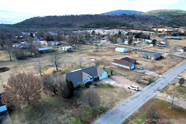 aerial view with a mountain view