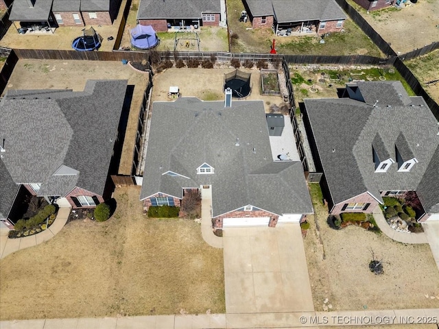 bird's eye view featuring a residential view