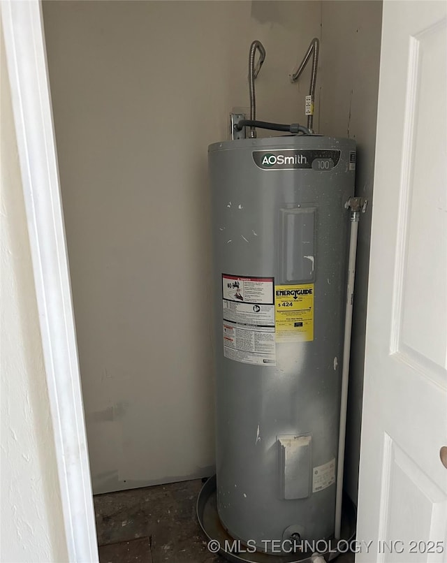 utility room with electric water heater