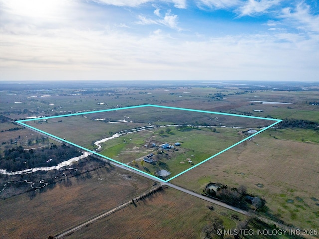 aerial view featuring a rural view