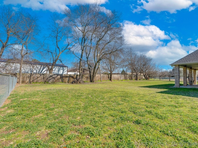 view of yard featuring a fenced backyard