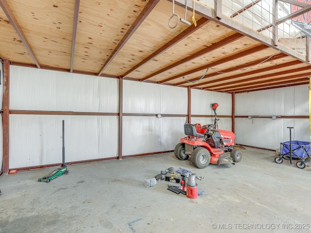 garage with metal wall