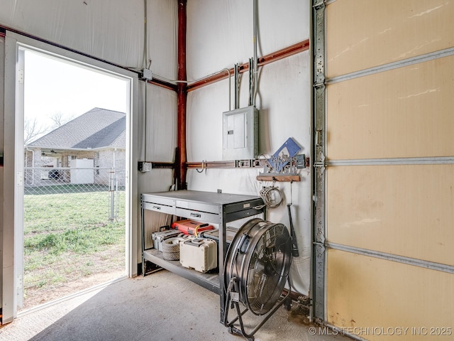 garage featuring electric panel