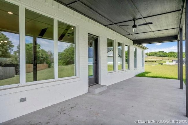 view of patio / terrace featuring a ceiling fan