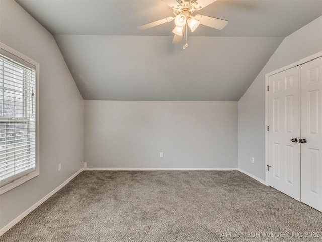 additional living space featuring carpet, baseboards, and a wealth of natural light