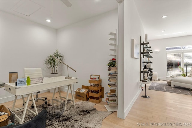 2440 E 47th Pl, Tulsa, OK 74105 - office featuring wood finished floors, baseboards, and recessed lighting