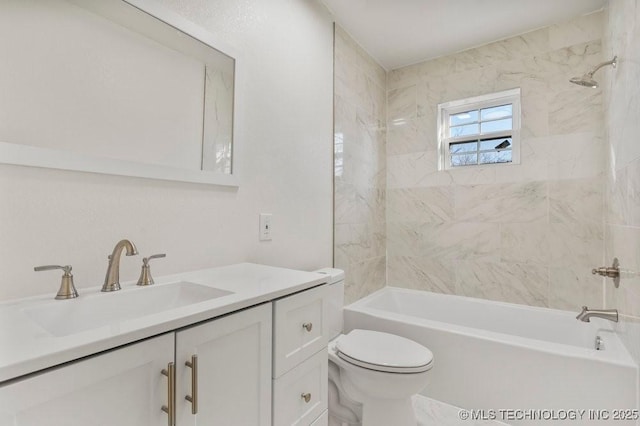 full bathroom with vanity, toilet, and shower / bath combination