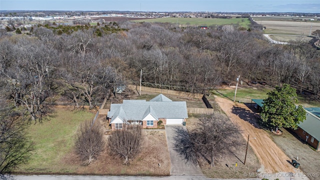 bird's eye view with a rural view