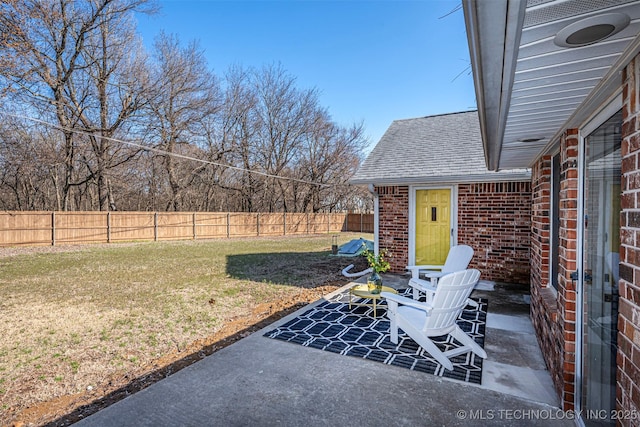 view of patio / terrace featuring a fenced backyard