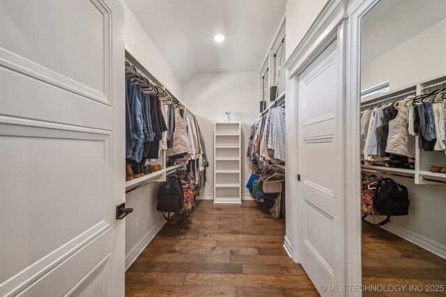 3828 W Orlando St, Broken Arrow, OK 74011 - spacious closet with dark wood-type flooring and lofted ceiling