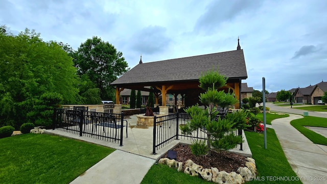3828 W Orlando St, Broken Arrow, OK 74011 - view of home's community with a gazebo, an outdoor kitchen, and a lawn