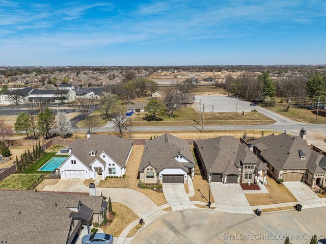 3828 W Orlando St, Broken Arrow, OK 74011 - aerial perspective of suburban area featuring a pool area