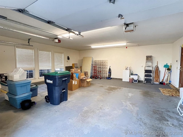 garage with a garage door opener