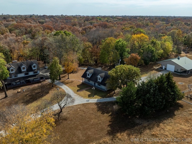 aerial view with a forest view