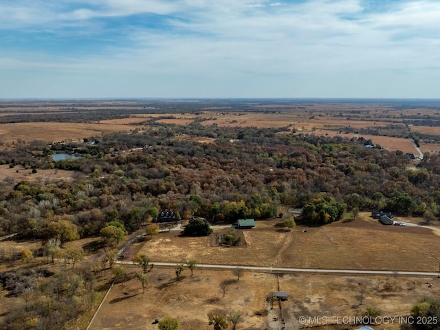 aerial view featuring a rural view