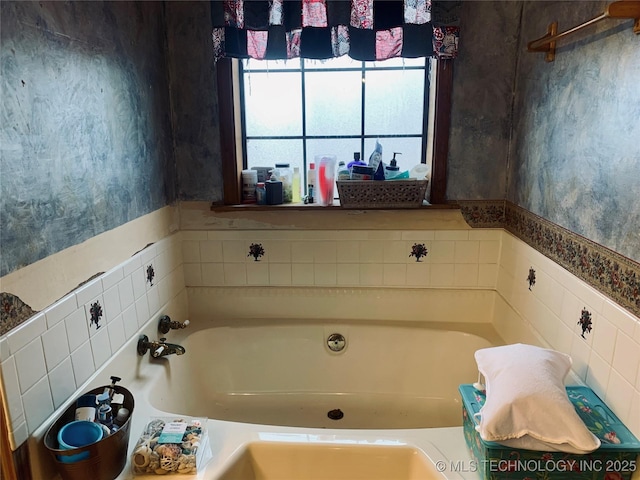 full bathroom featuring a garden tub