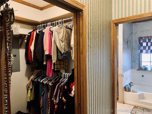 walk in closet featuring electric panel