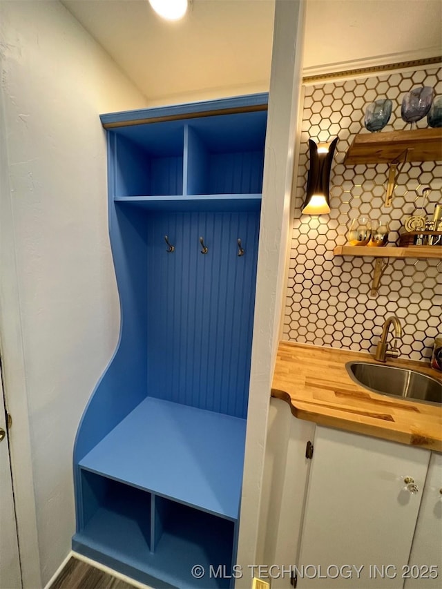 mudroom with a sink