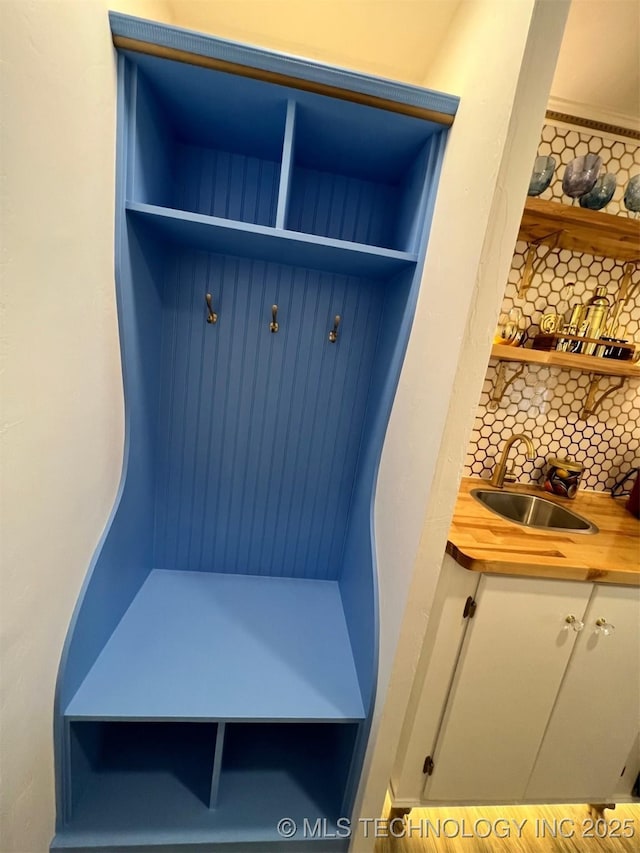 mudroom with a sink