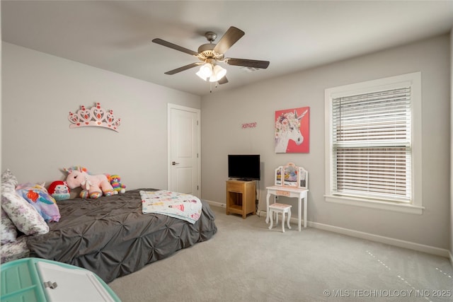 2910 E Olympia St, Broken Arrow, OK 74014 - bedroom with baseboards, carpet floors, and a ceiling fan