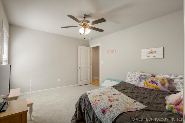 2910 E Olympia St, Broken Arrow, OK 74014 - bedroom with a ceiling fan, baseboards, and light carpet