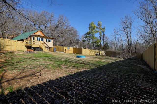 view of yard featuring a fenced backyard