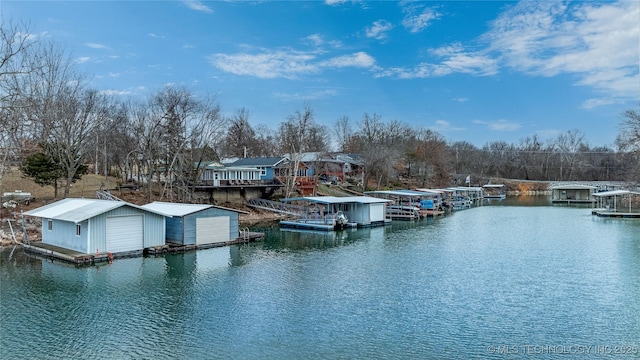 view of dock featuring a water view