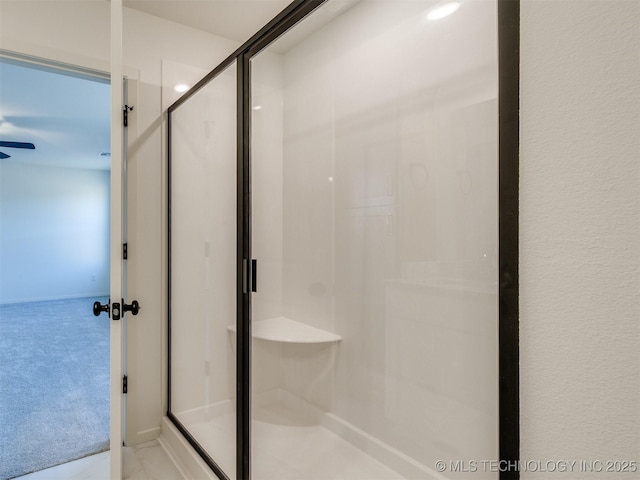 bathroom featuring a shower stall