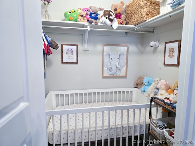 bedroom with a crib