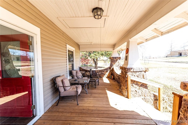 deck featuring a porch