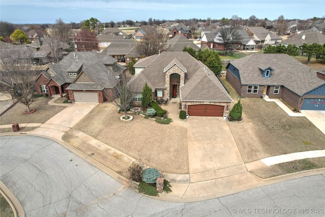 bird's eye view with a residential view