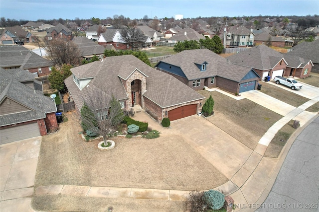 bird's eye view with a residential view