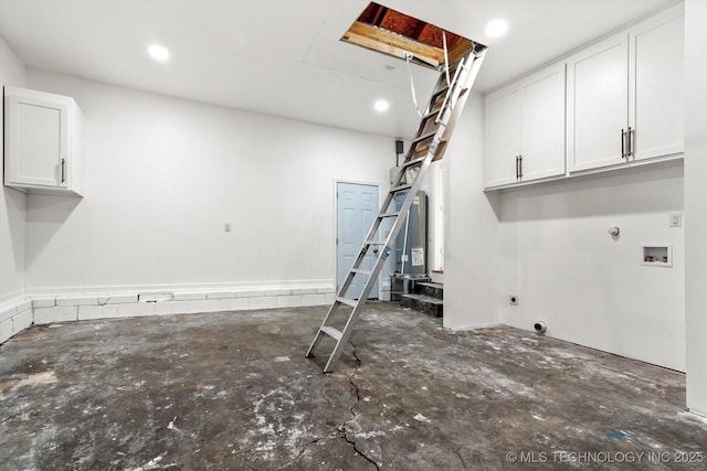 laundry room featuring cabinet space, hookup for an electric dryer, and hookup for a washing machine