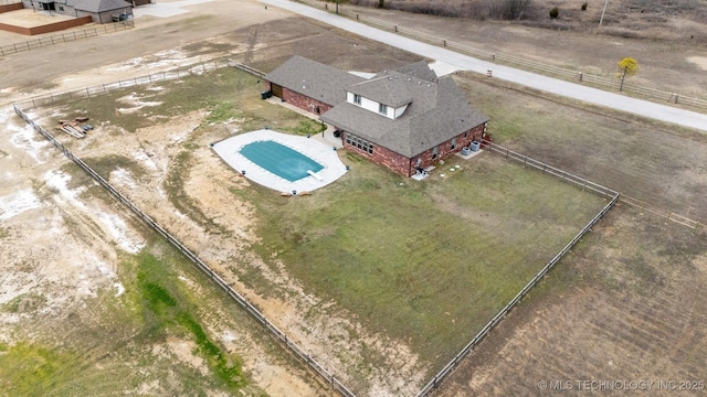 bird's eye view with a rural view