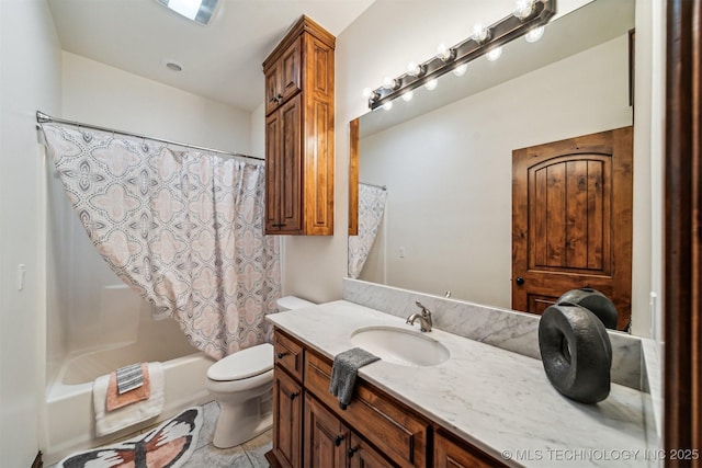 2365 Deer Run, Chouteau, OK 74337 - bathroom with vanity, toilet, and shower / bath combo with shower curtain