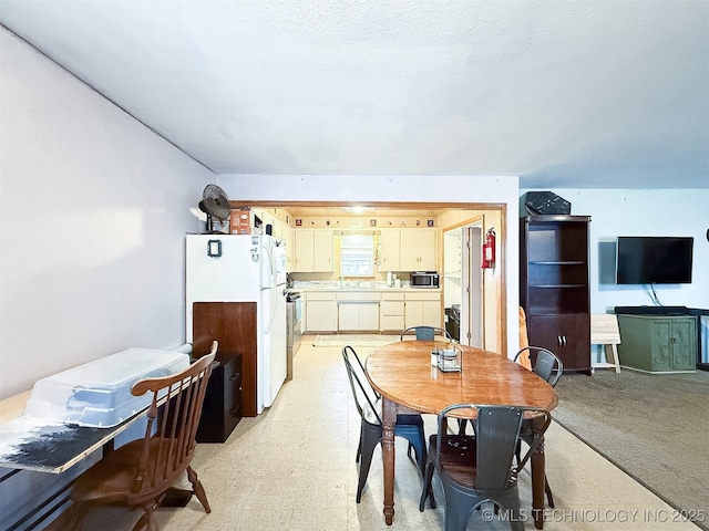 dining area featuring light floors