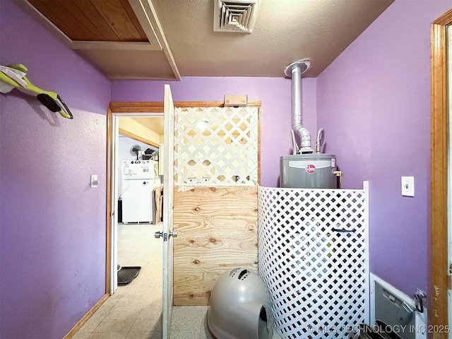 interior space featuring visible vents and water heater