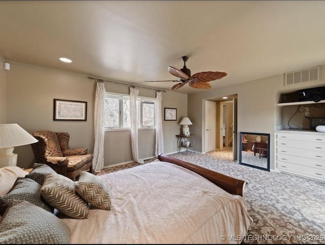 33861 S 4507th Rd, Afton, OK 74331 - bedroom with carpet, recessed lighting, a ceiling fan, and baseboards