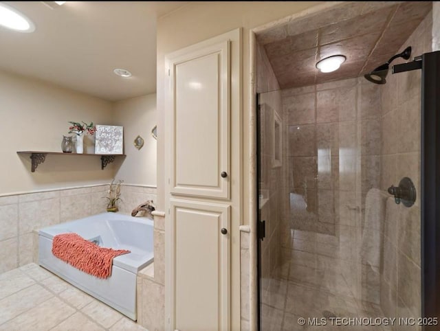 33861 S 4507th Rd, Afton, OK 74331 - full bath with a stall shower, a garden tub, tile patterned floors, and recessed lighting